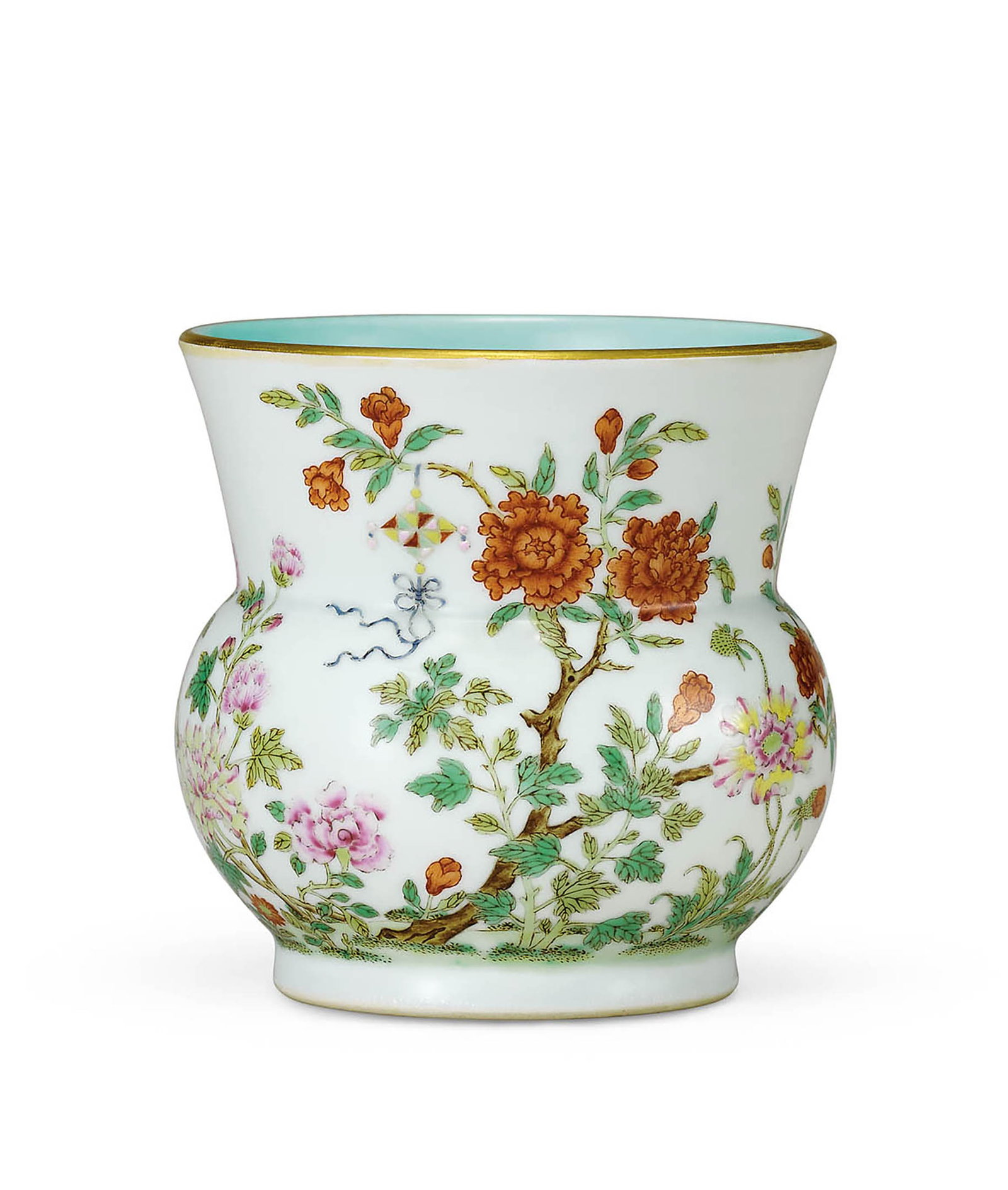 Famille-Rose 'Flower' Zhadou, Daoguang M&P: 544 清道光 粉彩花卉紋渣斗 「大清道光年製」款 H8.5cm 渣斗喇叭&#
