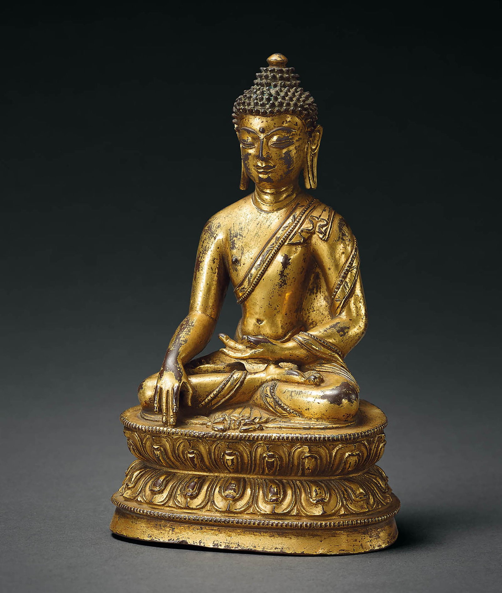 Gilt-Bronze Sakyamuni Figure, 17th C (1 of 3)