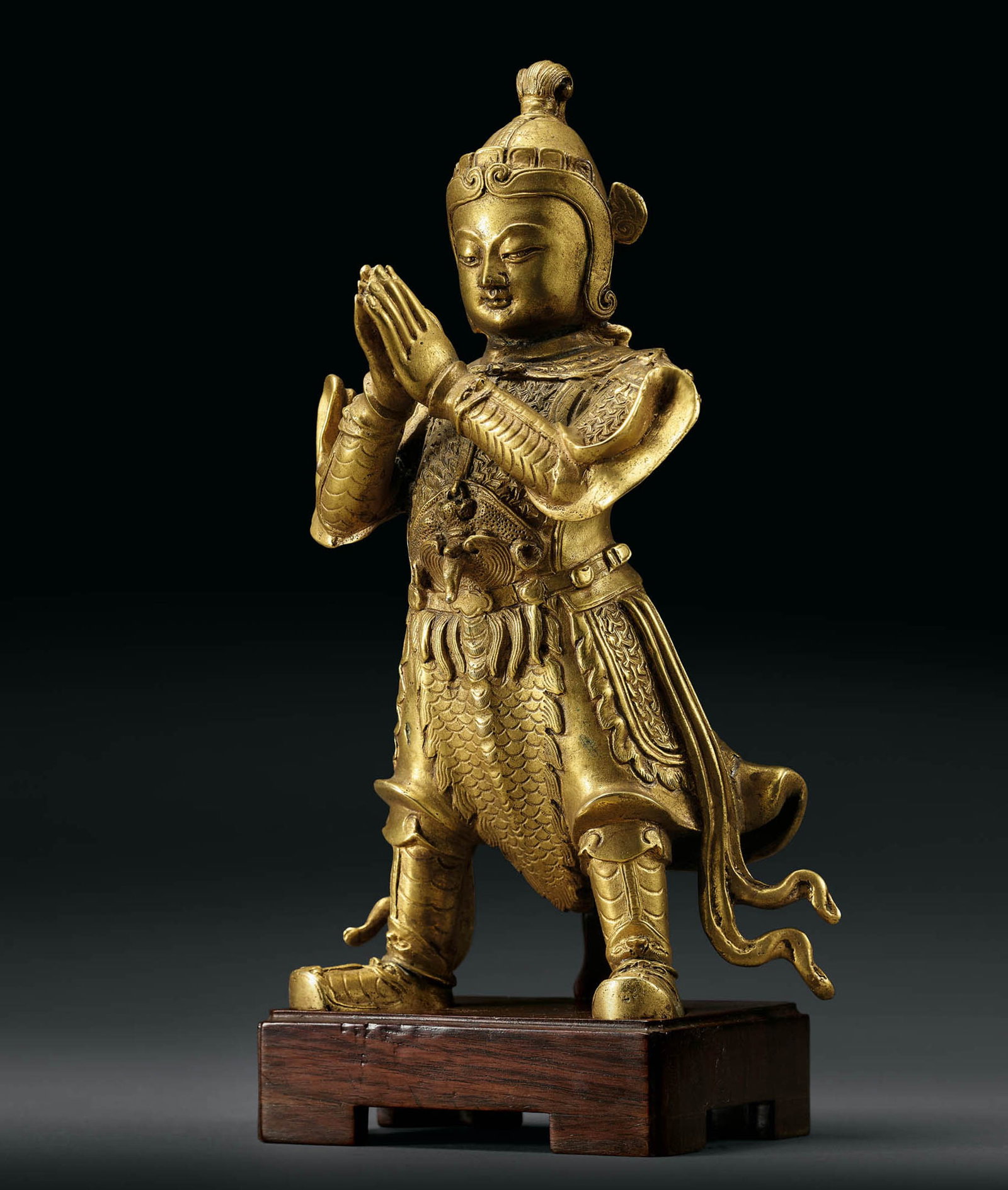 Gilt-Bronze Figure of Weituo, Qing Dynasty (1 of 3)