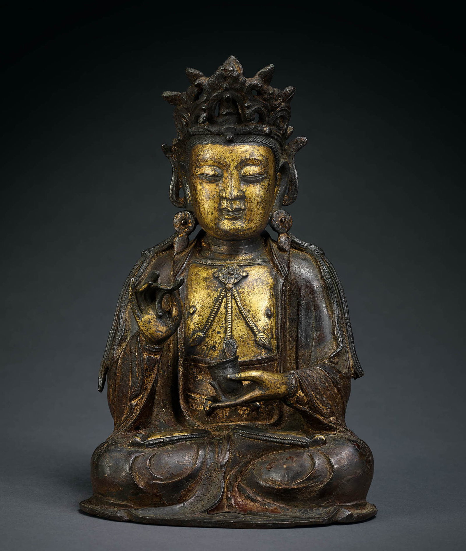 Parcel-Gilt Bronze Figure of Guanyin, 17th C (1 of 1)