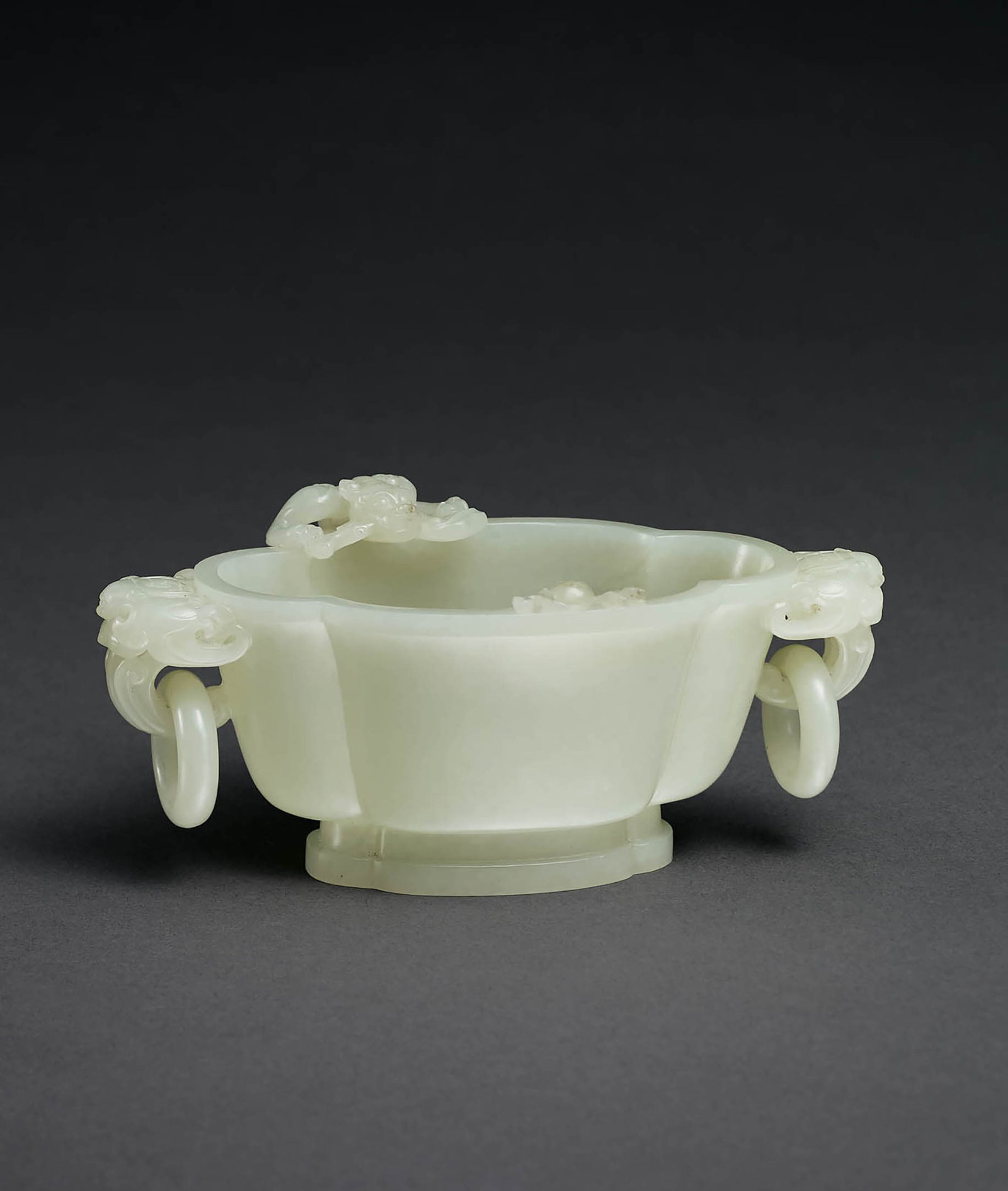 Fine Pale Celadon Jade Dragon Brush Washer, Qing (1 of 1)