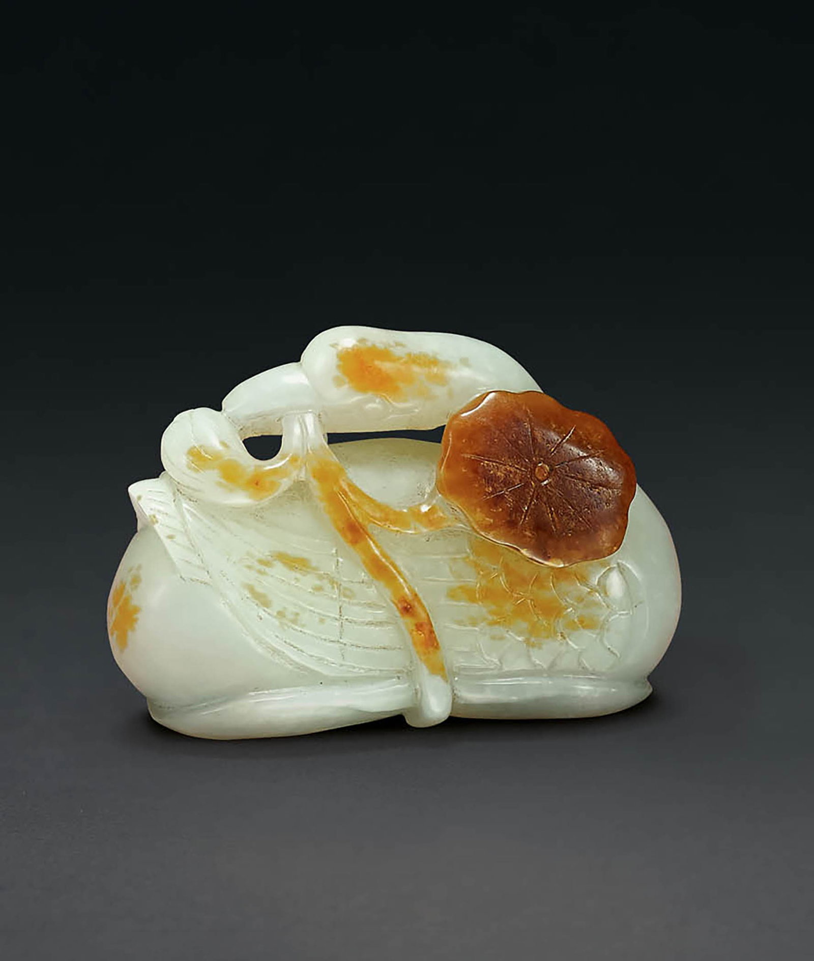 White & Russet Jade 'Duck and Lotus' Group, Qing (1 of 2)
