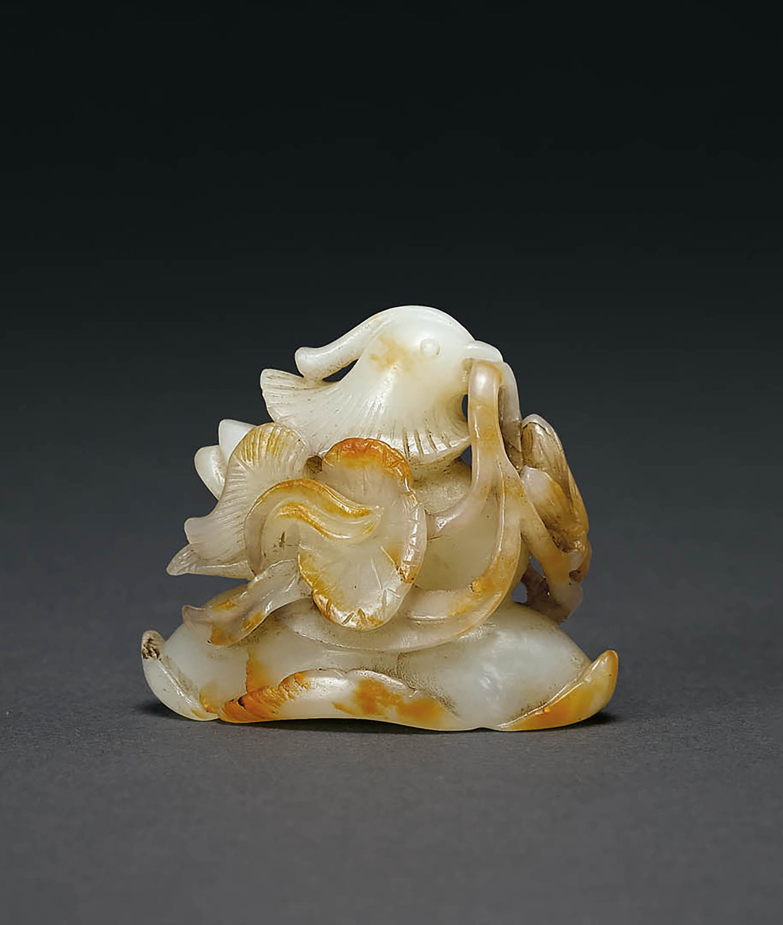 Jade 'Mandarin Duck and Lotus' Finial, Qing Dynasty (1 of 1)