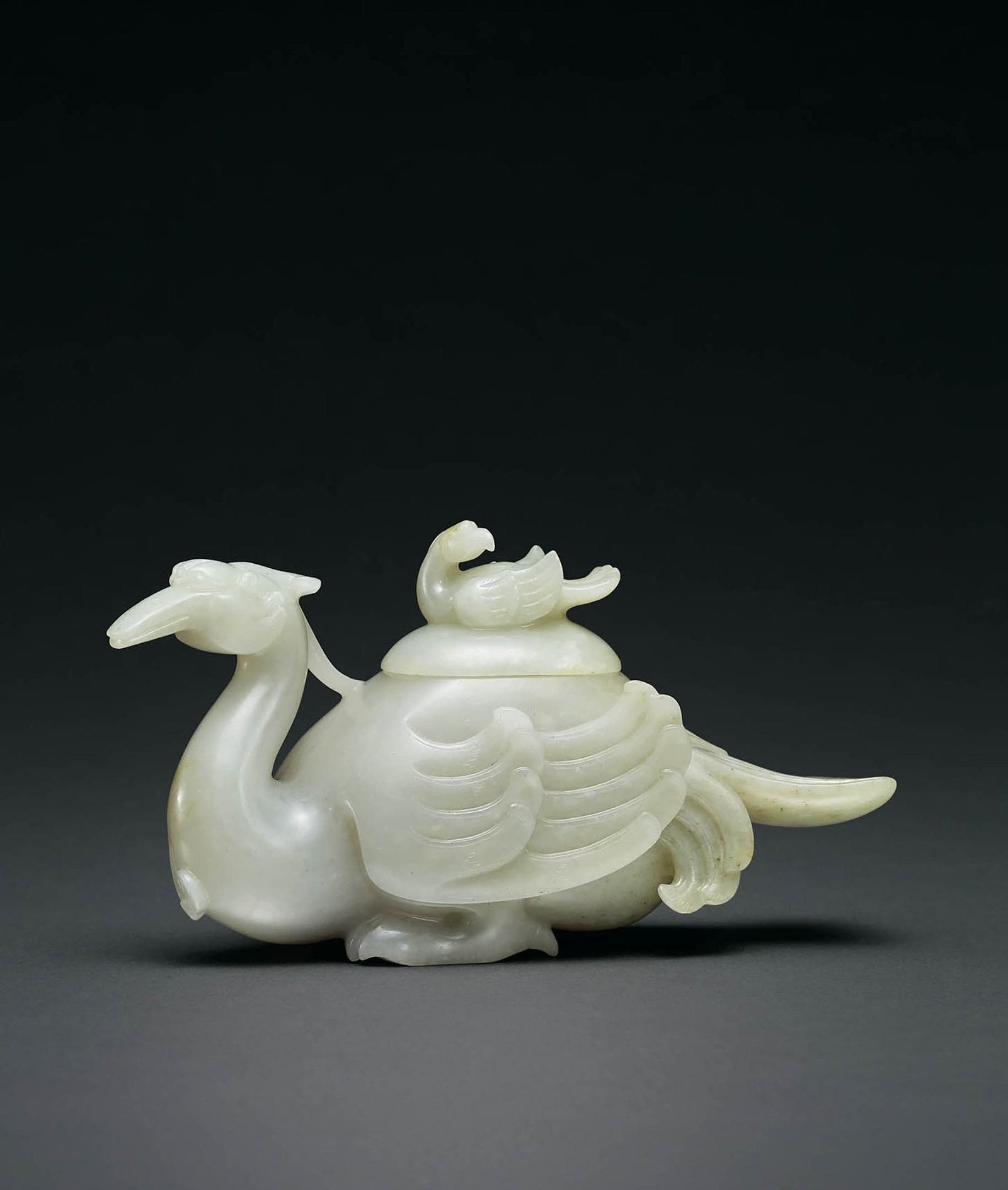 White Jade 'Phoenix' Vase and Cover, Qing Dynasty (1 of 1)