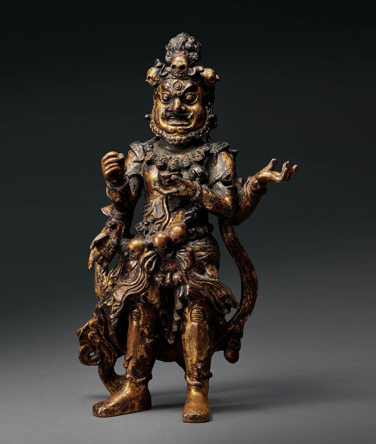 Large Gilt-Bronze Mahakala Figure, Qing (1 of 2)