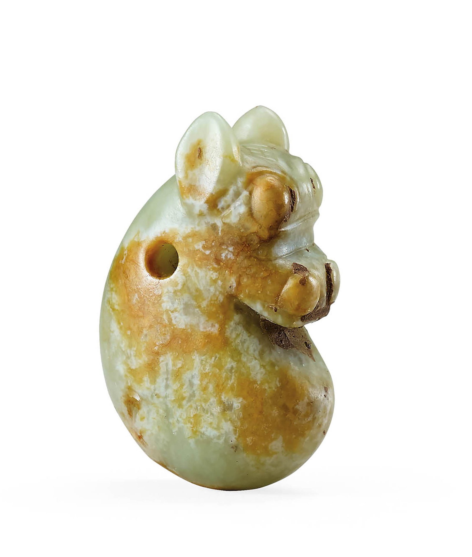 Pale Celadon Jade 'Pig-Dragon' (Zhulong), Qing/earlier: 631 清或更早 青白玉豬龍 L7cm 來源：美國 John R. Meengs 收藏 展覽：Flint Art MuseumA