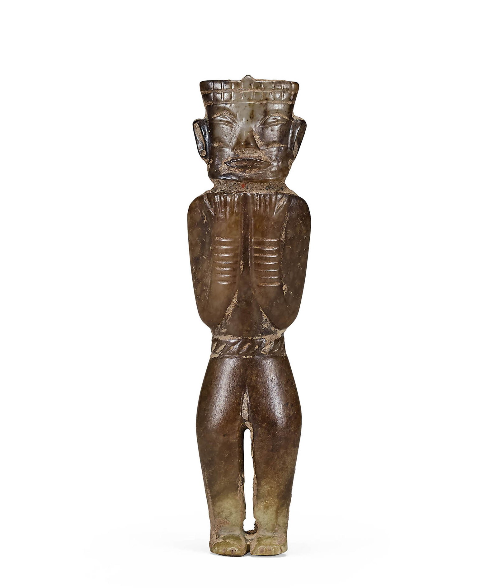 Jade Figure, Qing Dynasty or earlier: 654 清或更早 玉人 L9.3cm 來源：美國 John R. Meengs 收藏 展覽：Flint Art Museum，1978-1986年 