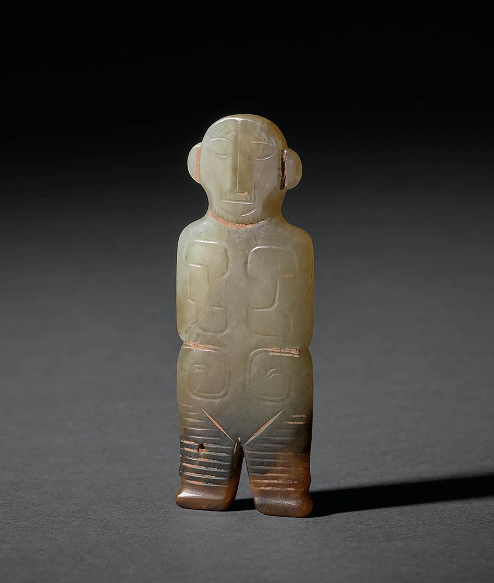White Jade Figure Pendant, Qing or earlier: 655 清或更早 白玉人形珮 L7cm 來源：美國 John R. Meengs 收藏 展覽：Flint Art MuseumA
