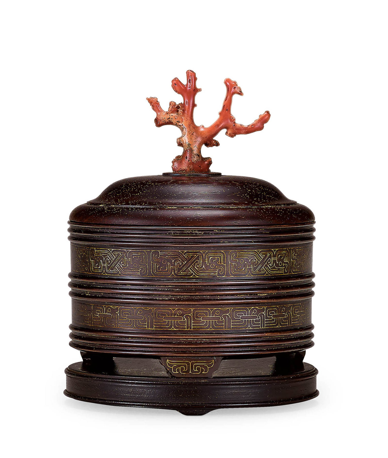 Silver-Inlaid Bronze 'Dragon' Tripod Censer, Qing: 675 清 銅錯銀龍紋筒式三足爐 「石叟」款 D9.5cm Wt. 698g 預估價： TWD 100,000-120,