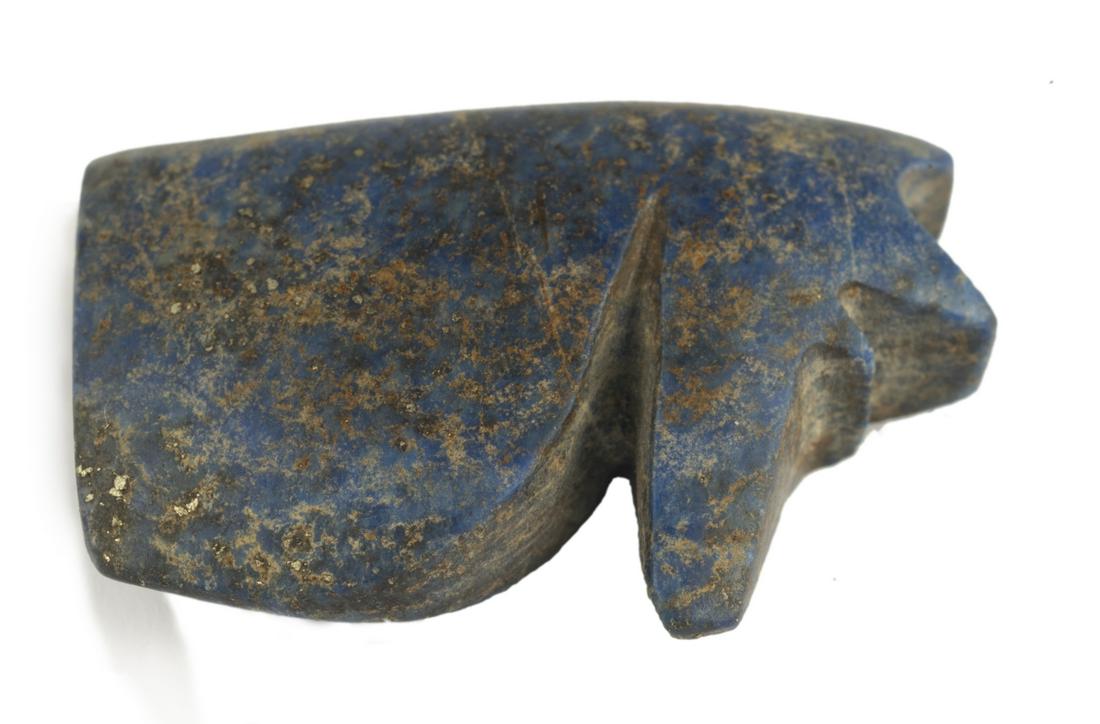An Eye-of-Horus-Amulet, Egypt, Late Period: An Eye-of-Horus-Amulet, Egypt, Late Period (664-332), lapis lazuli, 2,8 cm high, Provenance: 1992 Rhea-Galerie, Zurich; Private Collection Zurich