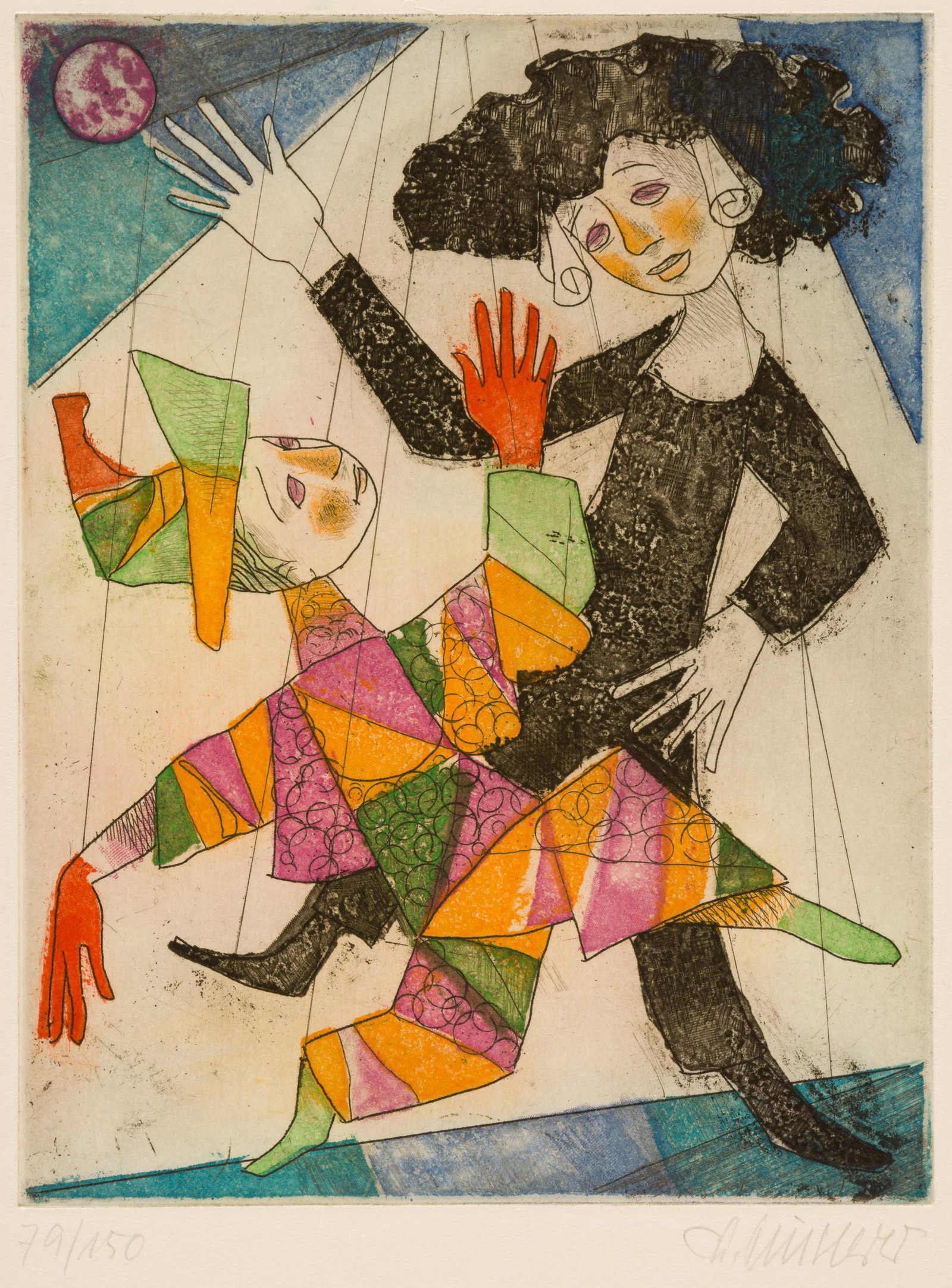Alfred FINSTERER (1908-1996), Puppets, Etching: Alfred FINSTERER (1908-1996), Puppets, Etching, 79/150, signed with pencil, 21 x 16 cm