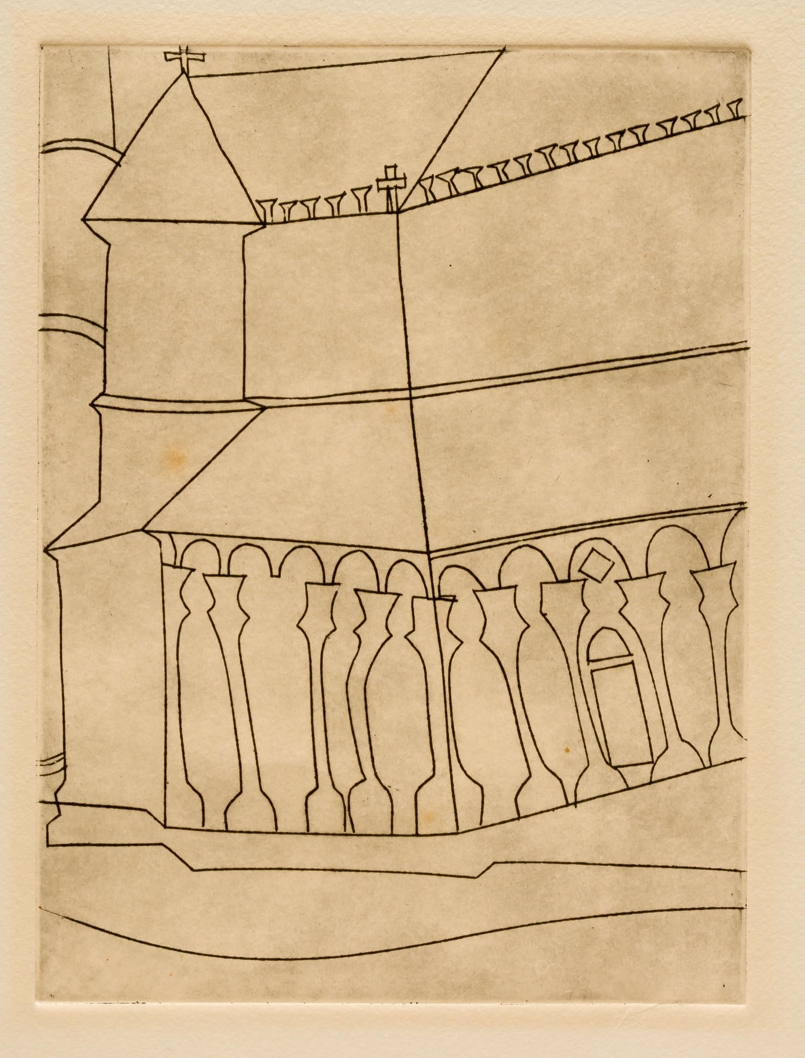 Ben NICHOLSON (1894-1982), Fragment of Tuscan: Ben NICHOLSON (1894-1982), Fragment of Tuscan Cathedral, etching, signed with Blind-stamp and -date (19)65, 20 x 15 cm