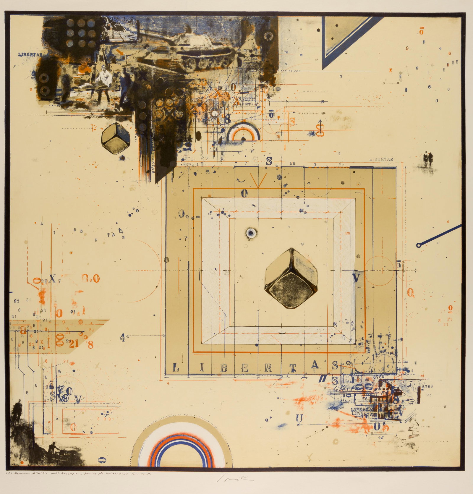 Pravoslav SOVAK (1926), Untitled, Very large: Pravoslav SOVAK (1926), Untitled, Very large lithography with handwritten dedication to Mr. Wieser and signature, 60 x 60 cm