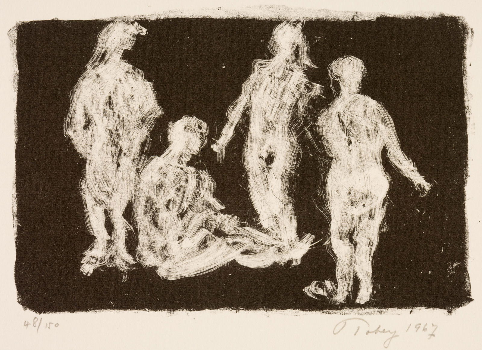 Mark TOBEY (1890-1976), Figures, Lithography: Mark TOBEY (1890-1976), Figures, Lithography, 48/150, signed with pencil and dated 1967, 11 x 17,5 cm, sheet: 25,5 x 33 cm