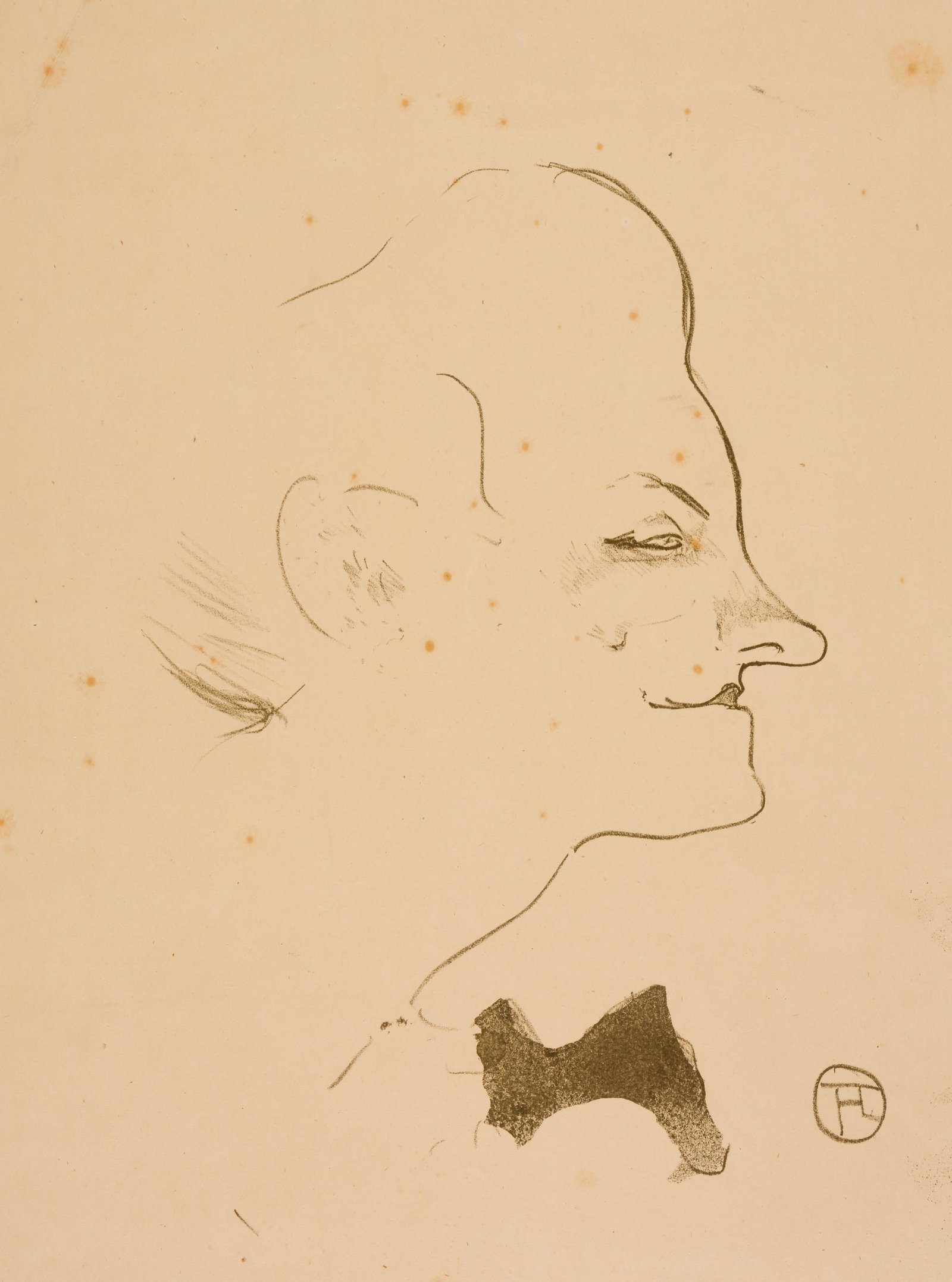 Henri DE TOULOUSE-LAUTREC (1864-1901), Yvette: Henri DE TOULOUSE-LAUTREC (1864-1901), Yvette Guilbert, Large lithography, with monogramm, sheet: 43,5 x 31 cm