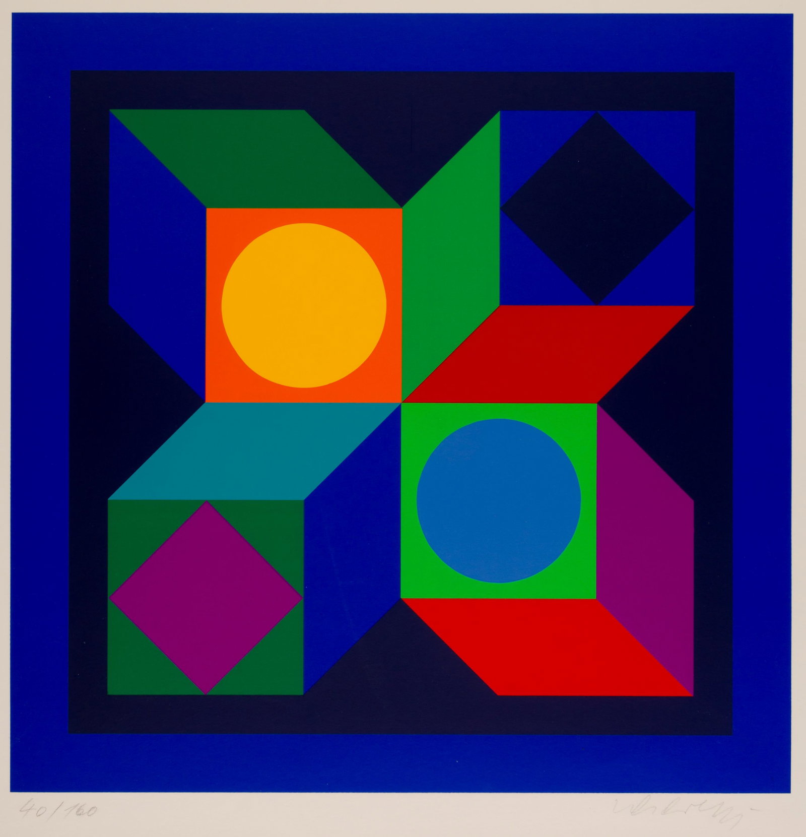 Victor VASARELY (1906-1997), Composition, Very: Victor VASARELY (1906-1997), Composition, Very large Serigraph, 40/160, signed with pencil, 40 x 40 cm, sheet size: 54 x 47,5 cm