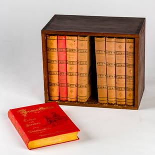 Jeremias GOTTHELF (1797-1854), Selected works, 9 volume: Jeremias GOTTHELF (1797-1854), Selected works in 9 splendid volumes, some with illustrations by Albert Anker, text in German, in a wooden box: 31 x 37,5 x 21 cm; Provenenace: Private estate Bern