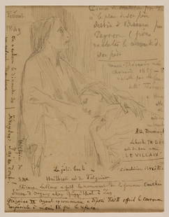 Albert ANKER (1831-1910): Albert ANKER (1831-1910)SkizzenBleistift auf Papier, doppelseitig bemalt und beschrieben, wohl aus einem Tagebuch11 x 8,5 cmAlbert Anker: Maler. Geboren am 1.4.1831 Ins (BE), gestorben ebendort am 16.