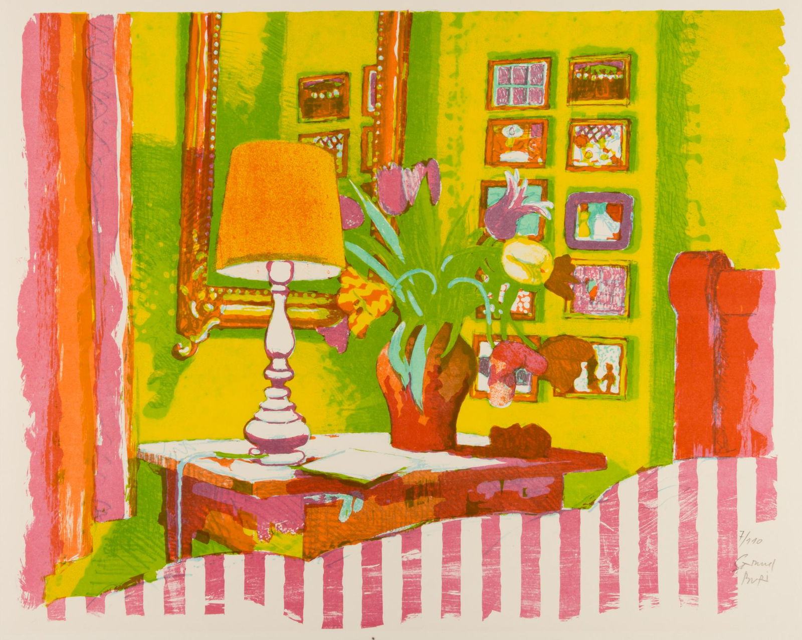 Samuel BURI (1935): Samuel BURI (1935)IntÃ©rieurSehr grosse Lithographie, 7/110, mit Bleistift signiertBlatt: 50,5 x 65 cmSamuel Buri: Maler. Geboren am 27.9.1935 in TÃ¤uffelen. 1953-55 Basler Gewerbeschule. Assistie