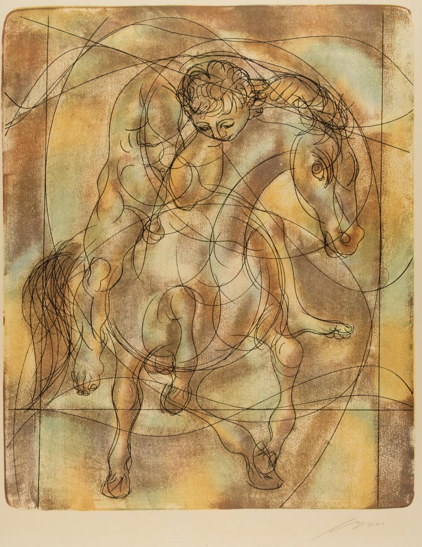 Hans ERNI (1909-2015): Hans ERNI (1909-2015)Pferd und ReiterSehr grosse Lithographie, mit Bleistift signiert59 x 48 cmHans Erni: Maler, Zeichner und Graphiker. Geboren am 21.2.1909 in Luzern, gestorben ebendort am 21.3.2015