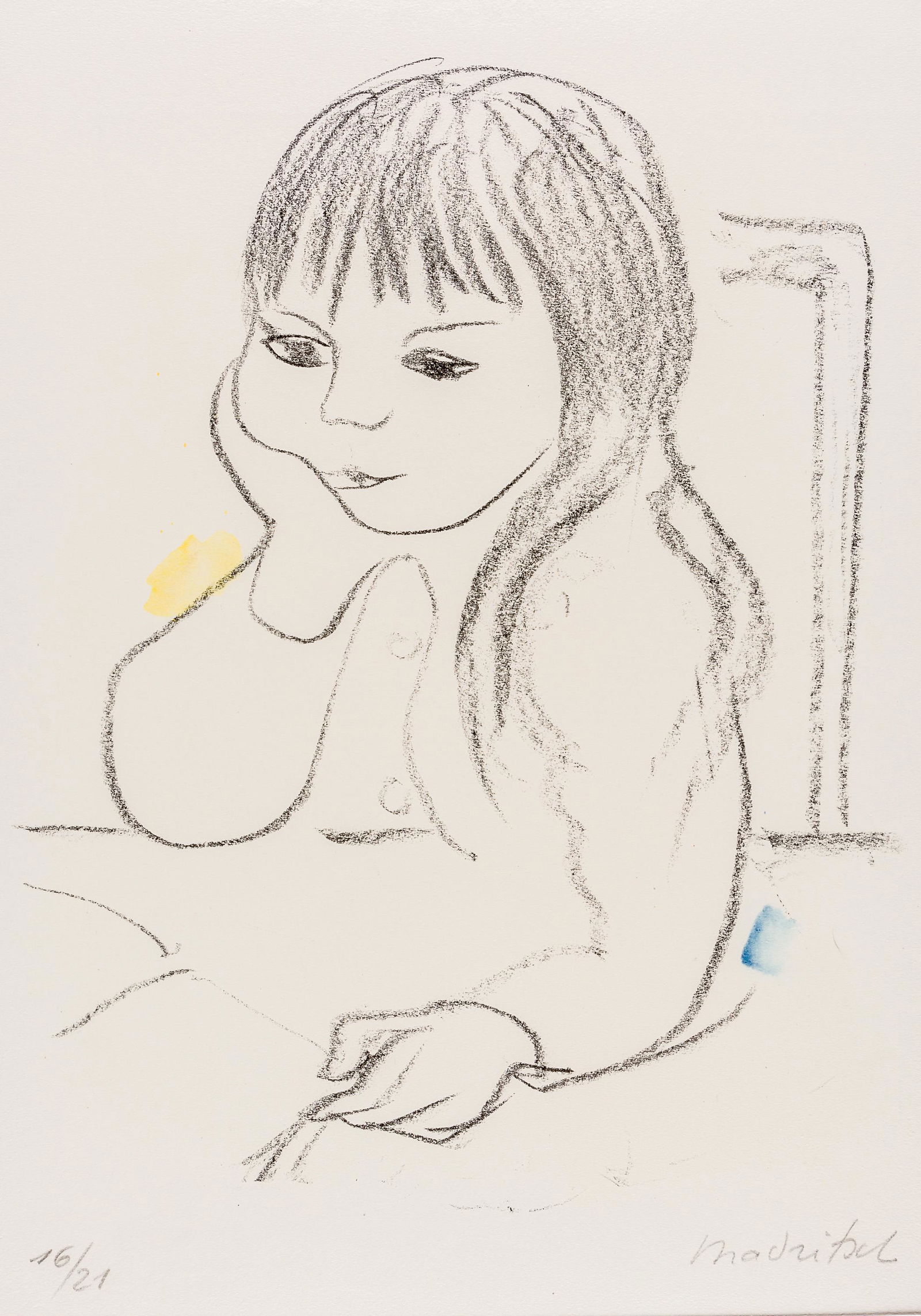 Karl MADRITSCH (1908-1986): Karl MADRITSCH (1908-1986)Lesendes MÃ¤dchenGrosse Lithographie, 16/21, mit Bleistift signiert56 x 44,5 cmKarl Madritsch: Maler. Geboren am 25.9.1908 in ZÃ¼rich, gestorben ebendort am 31.7.1986. 19