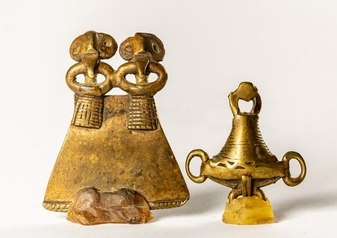 TWO AFRICAN METAL SENUFO PENDANTS FROM THE COTE (1 of 2)