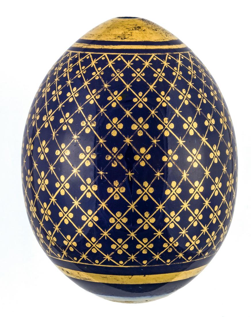 RUSSIAN PORCELAIN EASTER EGG WITH GOLDEN STARS PATTERN (1 of 1)