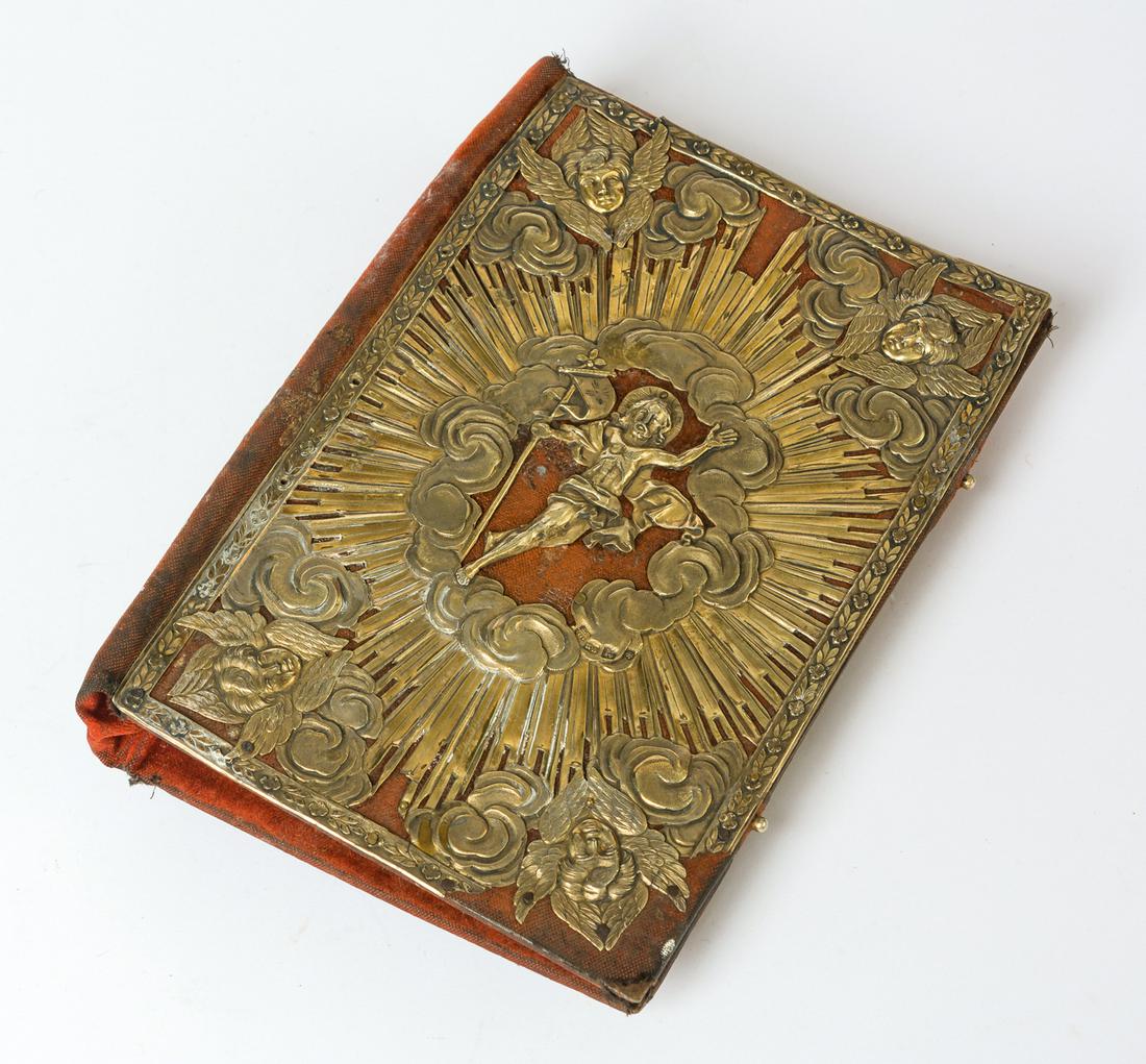 A RUSSIAN BOOK COVER WITH SILVER APPLICATION OF THE RESURRECTION OF JESUS (1 of 3)