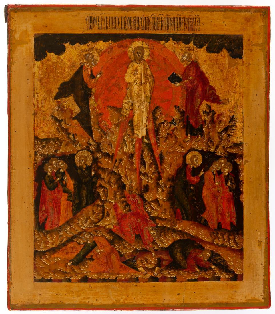 FINELY PAINTED RUSSIAN ICON SHOWING THE TRANSFIGURATION OF CHRIST (1 of 2)