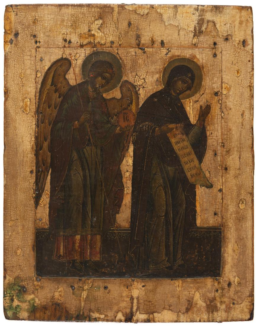 RUSSIAN ICON SHOWING THE ARCHANGEL MICHAEL AND THE MOTHER OF GOD (1 of 2)