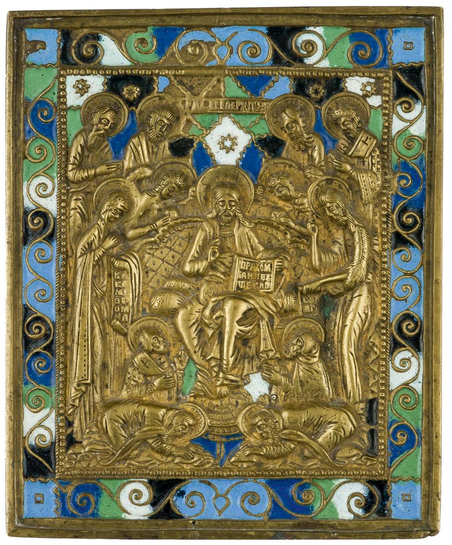 FIVE TIMES ENAMELLED RUSSIAN METAL ICON SHOWING THE ENLARGED DEESIS (1 of 1)