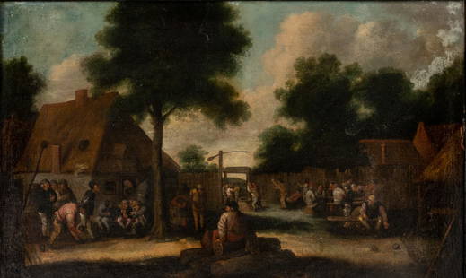 Joost Cornelisz DROOCHSLOOT (1586-1666), attributed to: Peasant festival Oil on canvas, relined 50 x 80 cm, frame: 66 x 98 cm