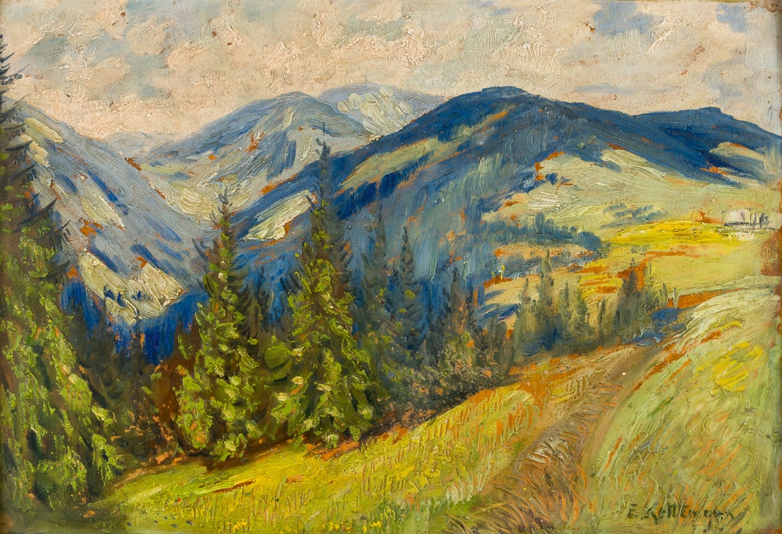 Erwin KETTEMANN (1897-1971): Landscape Oil on cardboard, signed 34 x 48 cm, frame: 48 x 62 cm