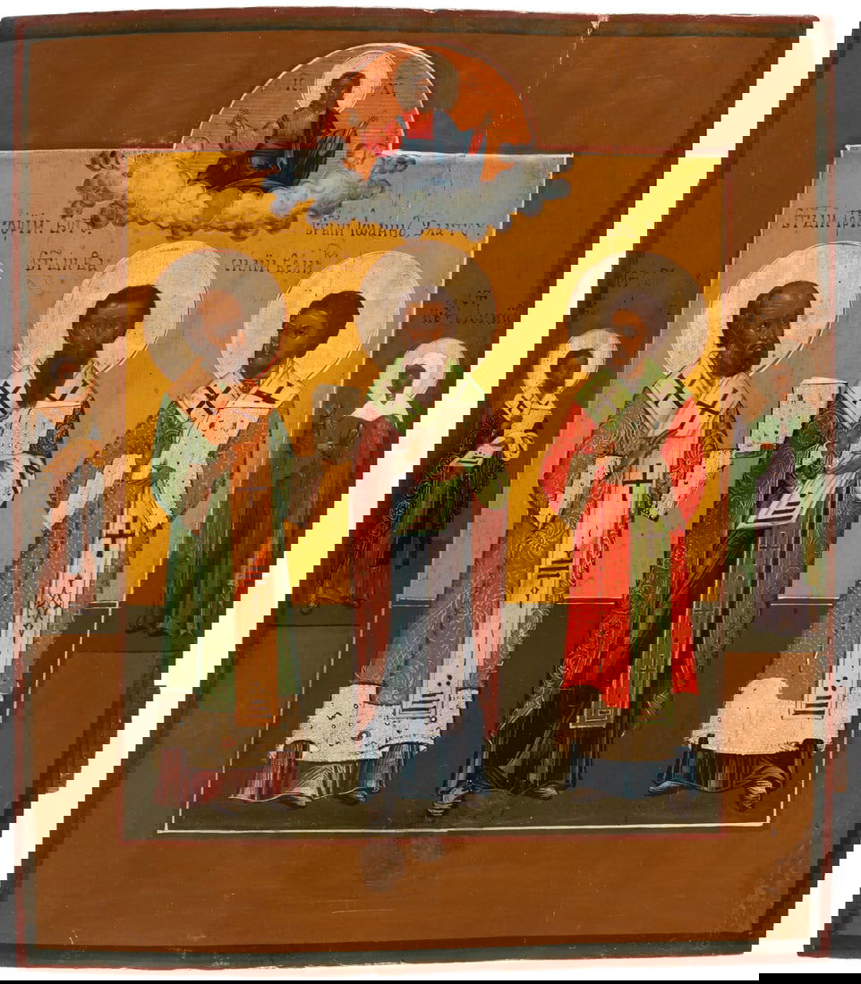 RUSSIAN ICON SHOWING THE THREE HOLY HIERARCHS (1 of 2)