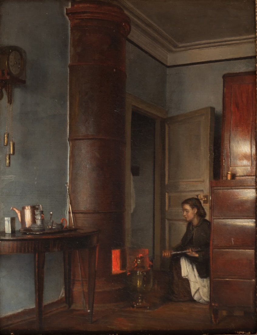 RUSSIAN INTERIOR SCENE WITH WOMAN AT THE STOVE AND SAMOVAR (1 of 3)