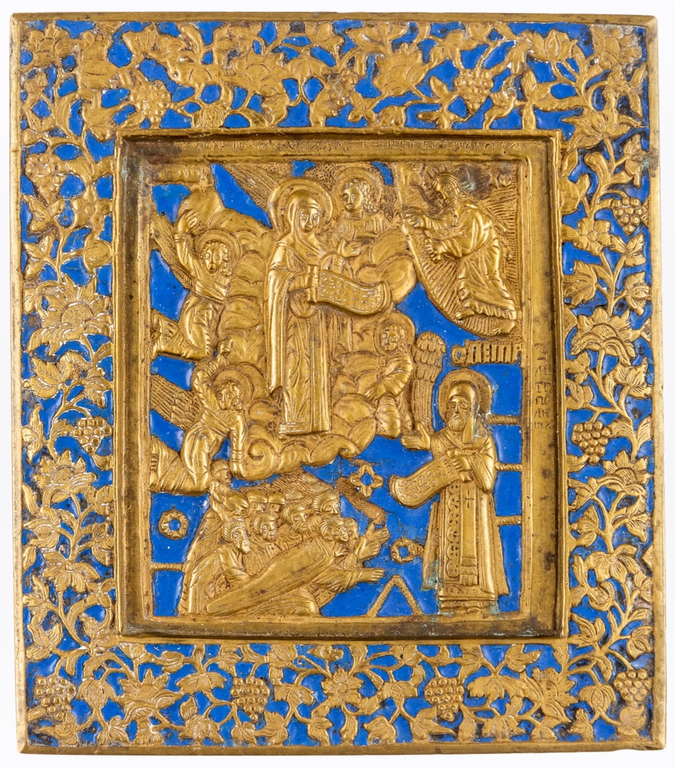 RUSSIAN METAL ICON SHOWING THE MOTHER OF GOD BOGOLUBSKAYA (1 of 1)