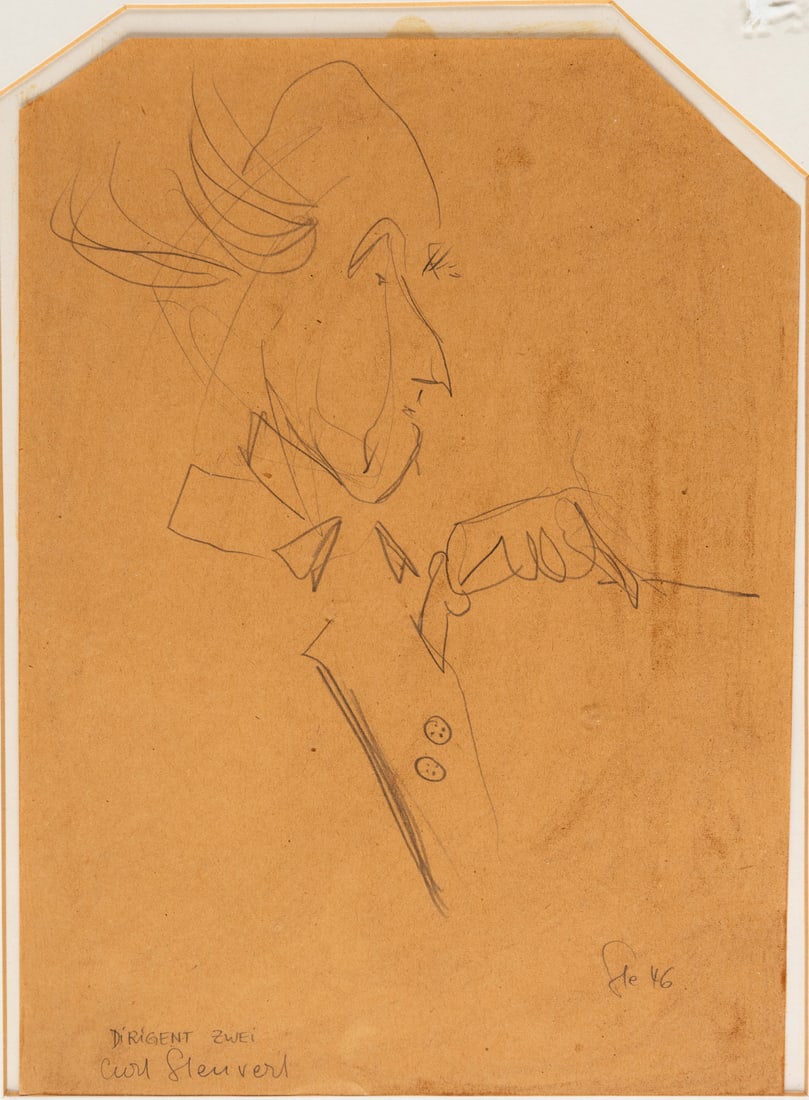 Curt STENVERT (1920-1992): CONDUCTOR TWO Pencil on paper, monogrammed and dated 46 27 x 19.5 cm