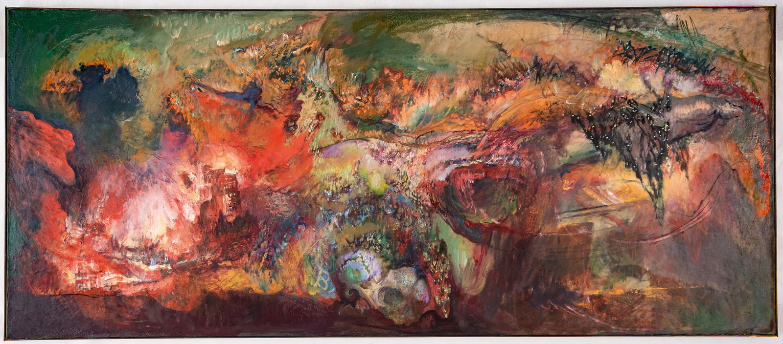 Hyman BLOOM (1913-2009): The End Time Very large painting, oil on canvas, dated 1984 on label on verso 77 x 179 cm Willem de Kooning once said that he and Jackson Pollock both credited Bloom as
