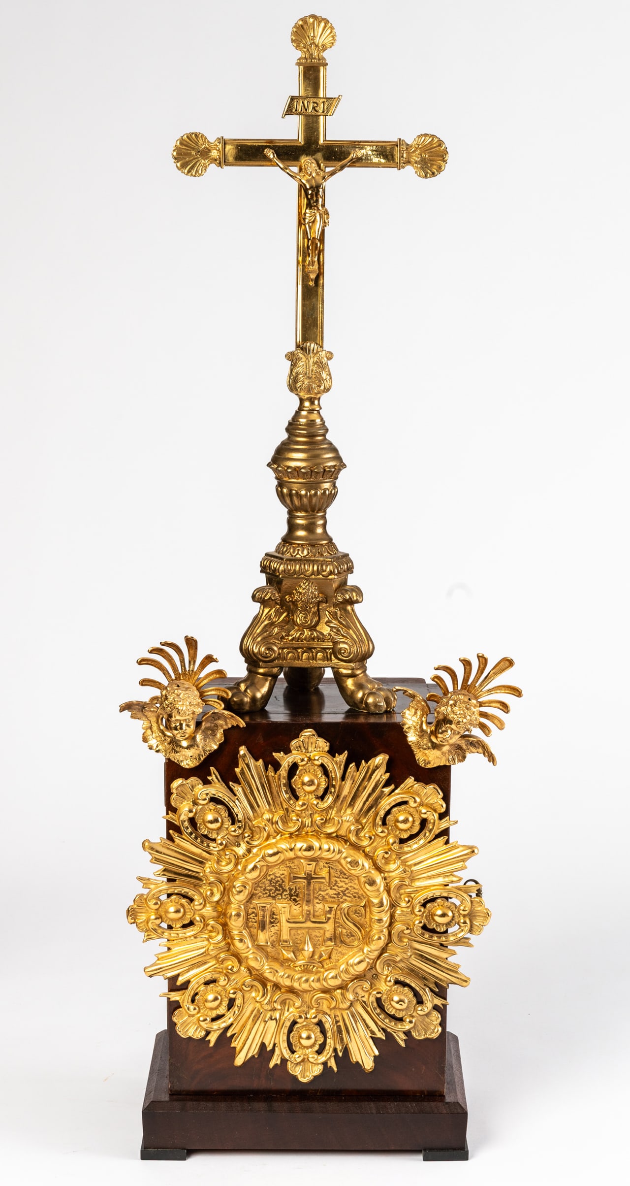 TABERNACLE: Wood, brass, gilded, assembled by Bernese cabinetmaker Heinz Müller, 19th/20th c. H: 99 cm