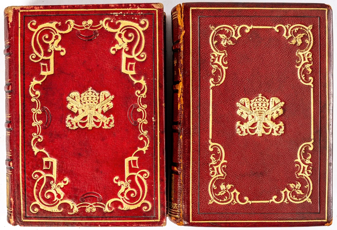 2 VOLUMES WITH PAPAL COAT OF ARMS AND PORTRAIT OF POPE LEO XIII (1 of 2)