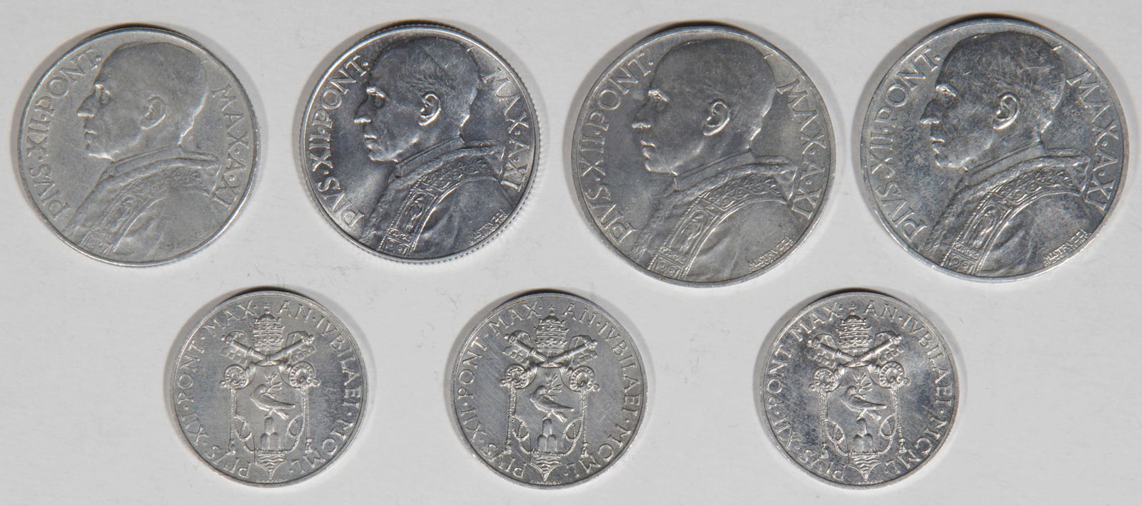VATICAN 7 COINS 1949 POPE PIUS XII (1939-1958) (1 of 2)