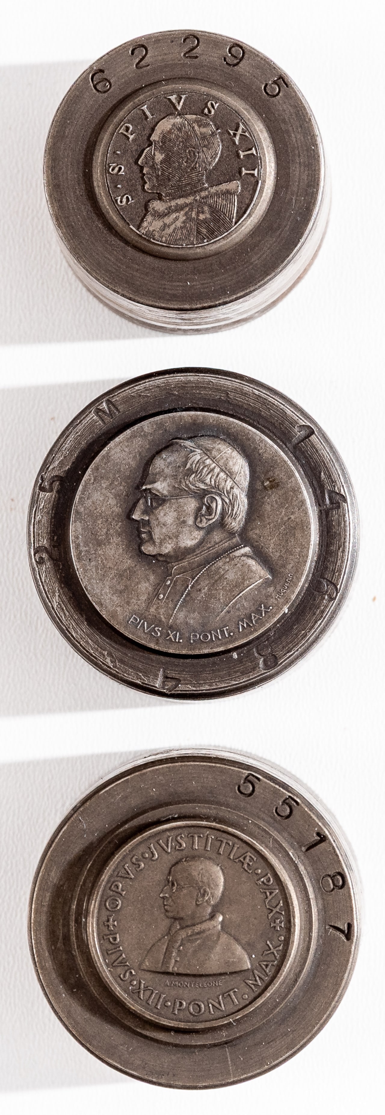 3 COIN STAMPS SHOWING PORTRAITS OF POPE PIUS XI AND PIUS XII (1 of 1)