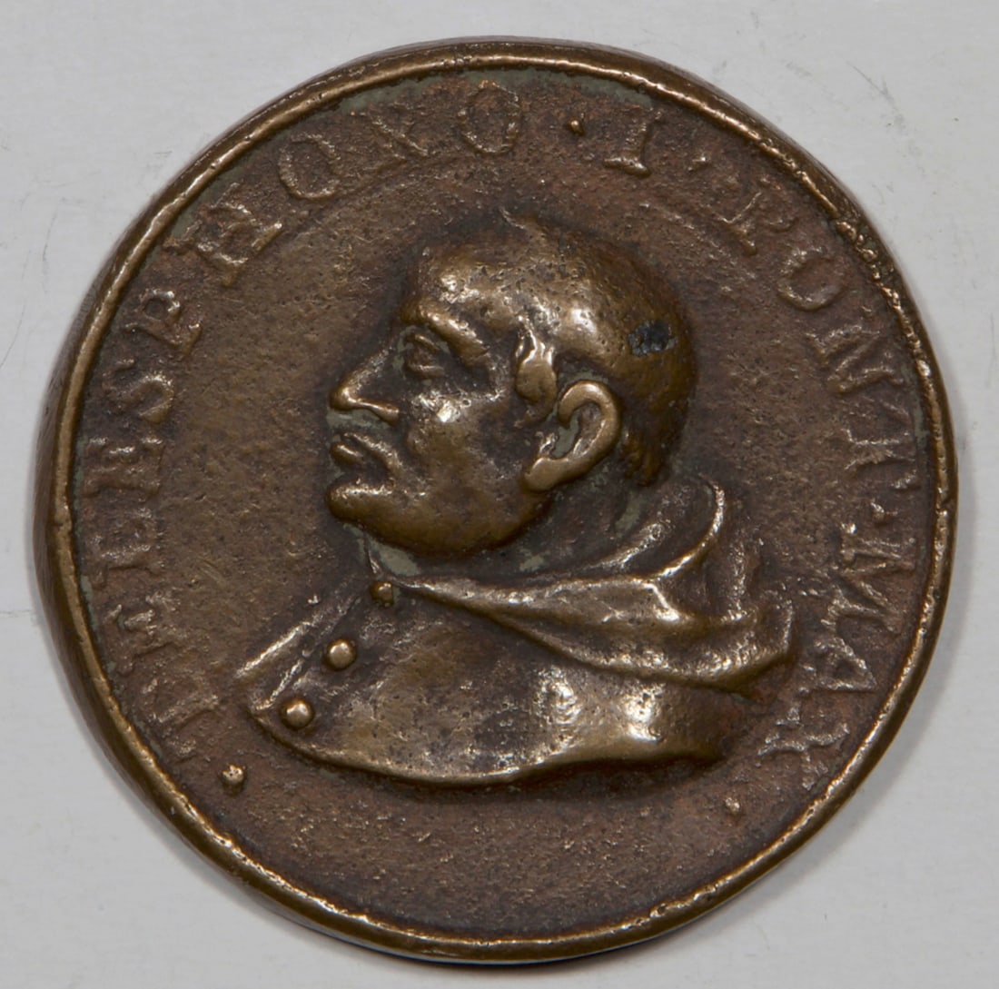 MEDAL OF POPE TELESPHORUS (125/26 –136/37): Bronze, probably 18th/19th c. D: 42.5 mm