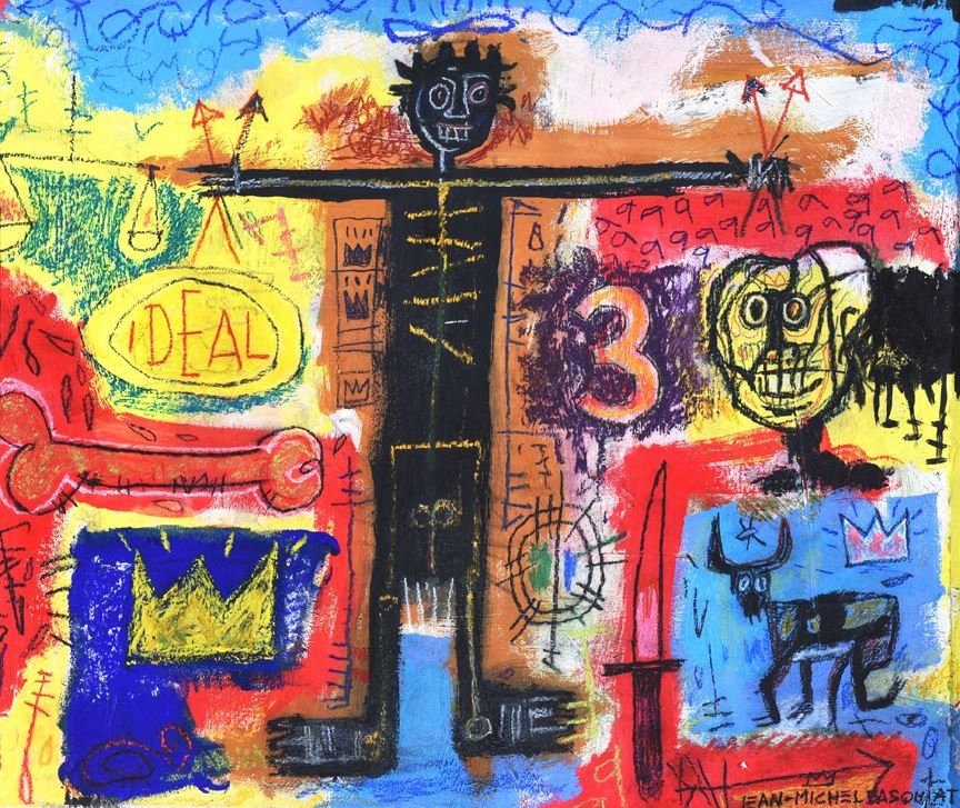 Painting: Attributed to JEAN-MICHEL BASQUIAT (American, (1 of 1)