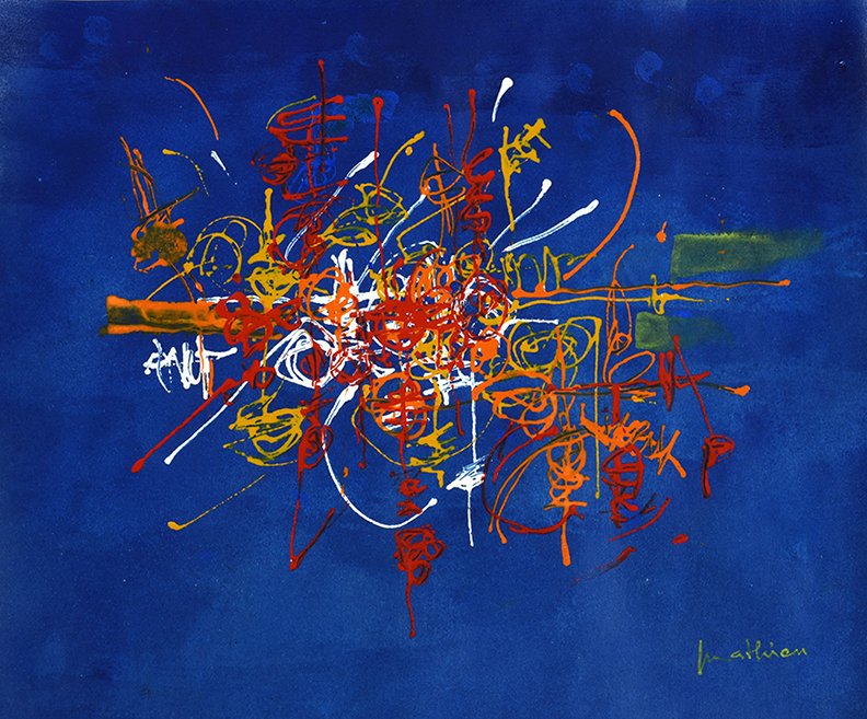 Painting: Attributed to GEORGES MATHIEU (French, 1821 -: Painting: Attributed to GEORGES MATHIEU (French, 1821 - 1912), gouache on paper, 12 1/2 in x 15 in