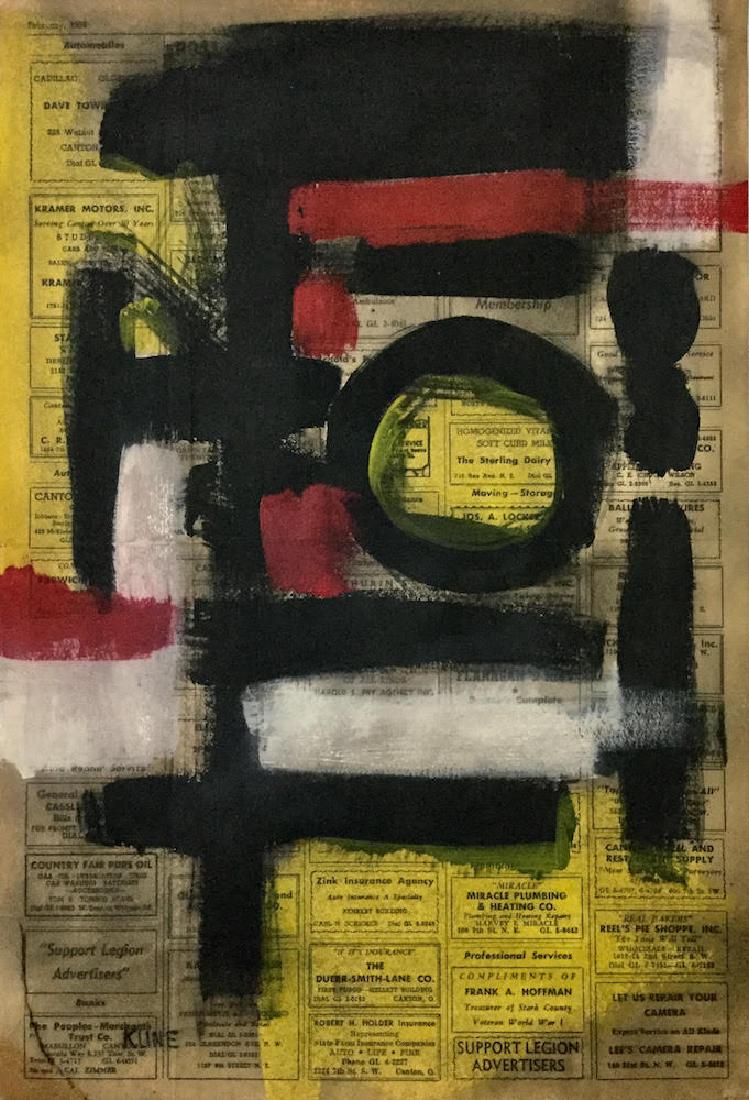 FRANZ KLINE (1910-1962): FRANZ KLINE (1910-1962) Attrib, Title: Untitled, Medium: Mixed media on newspaper, Date: 1959, Size: 17 ½ x 12 in.