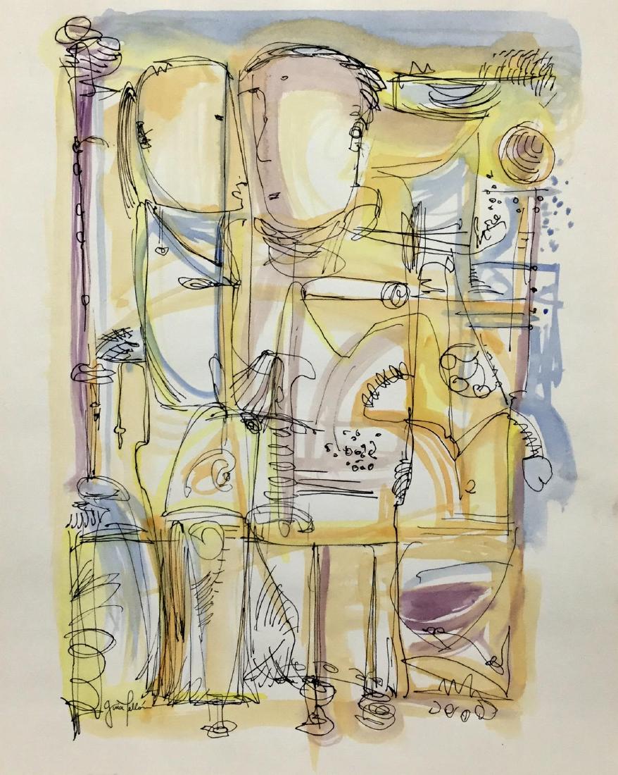 GINA PELLON (1926-2014): GINA PELLON (1926-2014) Title: Untitled, Medium: Mixed media on paper, Date: Circa 1970, Size: 13 ¾ x 11 in. COA. Was born in 1926 in Cumanayagua, Las Villas, Cuba. She was a well-known artist who li