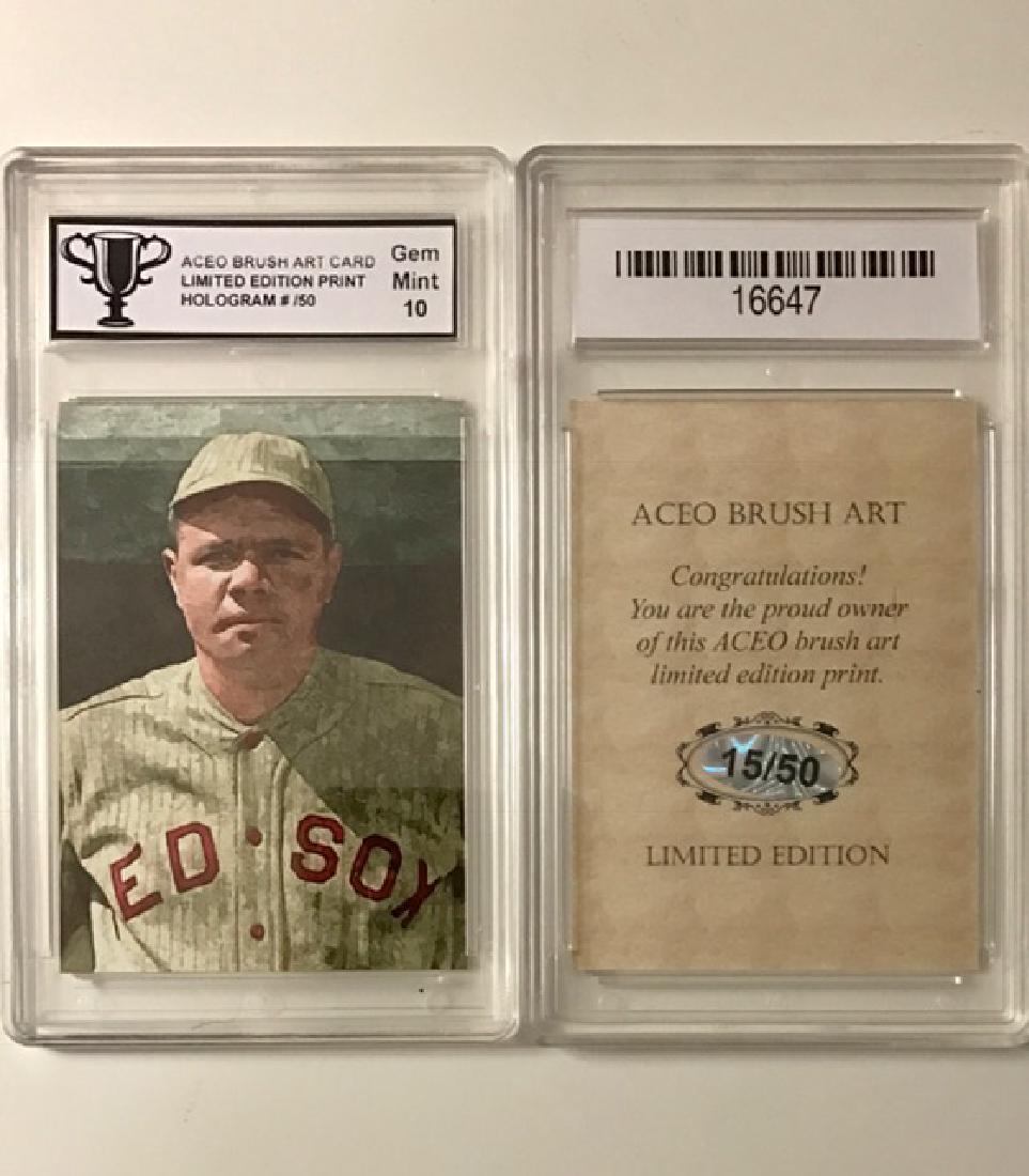Rare BABE RUTH - 1 of 50 Brush Art Baseball Card: Limited Edition/Numbered 15 of 50/Graded Gem Mint 10