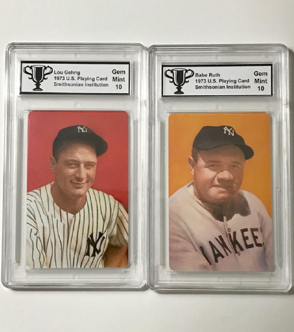 LOU GEHRIG & BABE RUTH Smithsonian Baseball Cards: Lot of 2 - 1973 Smithsonian Institution - Gem Mint 10
