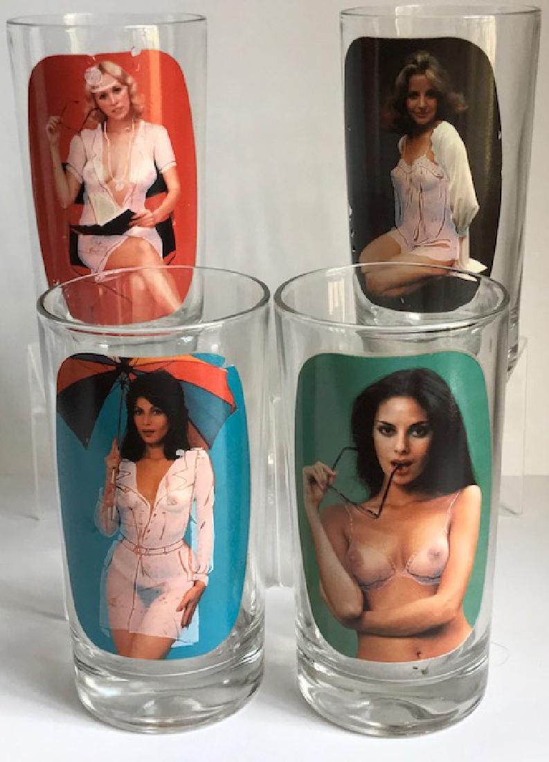 1970’s Lot of 4 Risqué Peekaboo Water Tumblers: 1970’s Lot of 4 Risqué Peekaboo Water Tumblers